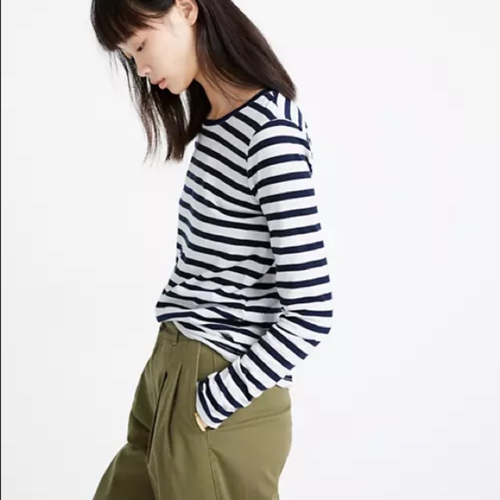 Madewell Long Sleeve Navy Striped Tee